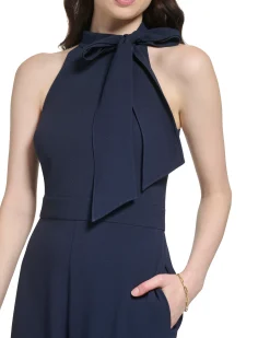 Bow-Neck Halter Jumpsuit