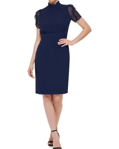 Chiffon Stand-Collar Dress