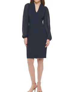 Chiffon-Sleeve Sheath