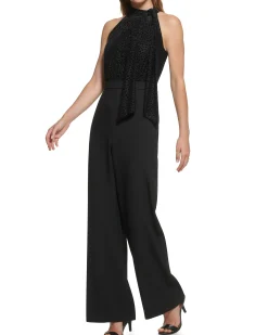 Devore Bow-Neck Jumpsuit