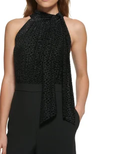 Devore Bow-Neck Jumpsuit