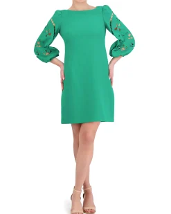 Embroidered Cutout-Sleeve Minidress