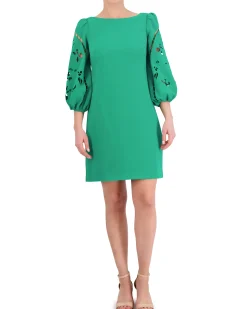 Embroidered Cutout-Sleeve Minidress