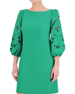 Embroidered Cutout-Sleeve Minidress