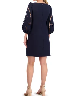 Embroidered Cutout-Sleeve Minidress