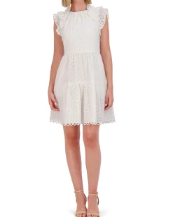 Eyelet Ruffled Tiered Dress