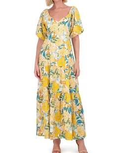 Floral-Print Open-Back Maxi Dress