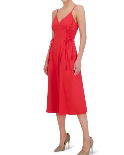 Lace-Up-Side Midi Dress