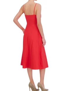 Lace-Up-Side Midi Dress