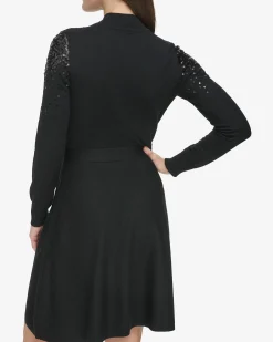Long Sleeve Sequin Knit Dress