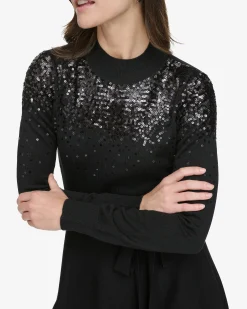 Long Sleeve Sequin Knit Dress