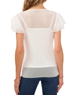 Mesh Ruffle Sleeve Blouse