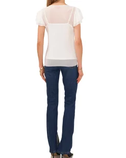 Mesh Ruffle Sleeve Blouse