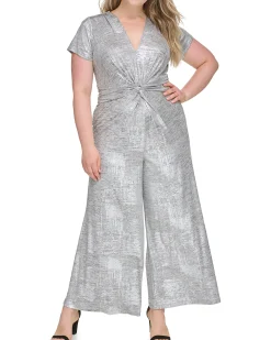 Metallic Twist-Front Jumpsuit
