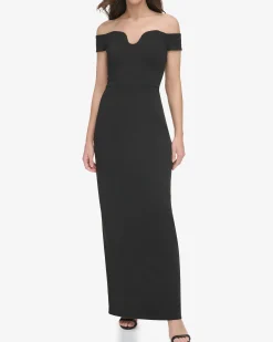 Off-The-Shoulder Contoured-Neckline Gown