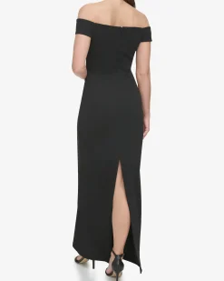Off-The-Shoulder Contoured-Neckline Gown