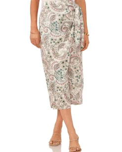 Paisley Print Faux Wrap Skirt