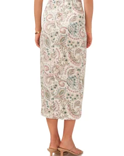 Paisley Print Faux Wrap Skirt