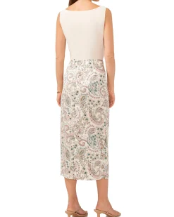 Paisley Print Faux Wrap Skirt