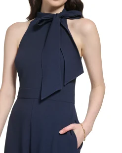 Petite Bow-Neck Sleeveless Jumpsuit