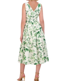 Petite Floral-Print Belted Tiered Dress