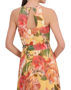 Petite Floral-Print High-Low Midi Dress