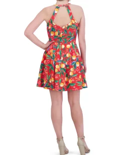 Petite Printed Cutout Halter Dress