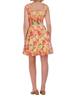 Petite Printed Square-Neck Fit-And-Flare Dress