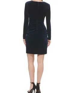 Petite Ruched V-Neck Cocktail Dress