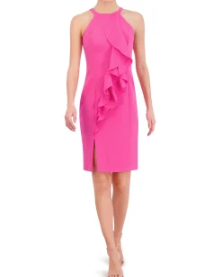 Petite Ruffled Halter-Neck Dress