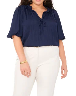 Pleated Pull Sleeve Blouse
