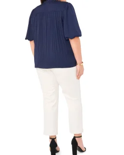 Pleated Pull Sleeve Blouse