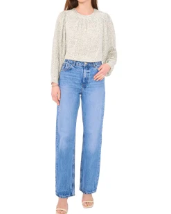 Pleated Sleeve Smocked-Shoulder Top