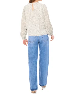 Pleated Sleeve Smocked-Shoulder Top