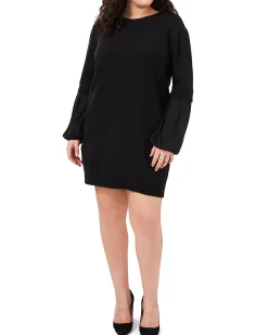 Plus-Size Contrast Sleeve Sweater Dress