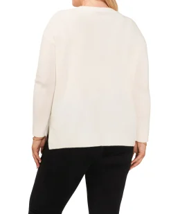 Plus-Size Crewneck Sequin Stripe Sweater