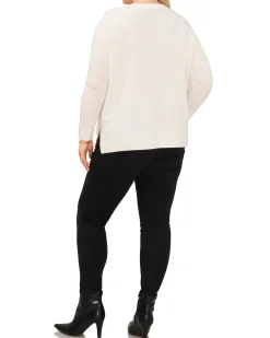 Plus-Size Crewneck Sequin Stripe Sweater