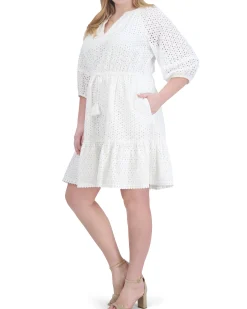 Plus-Size Eyelet Fit-And-Flare Dress