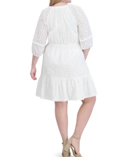 Plus-Size Eyelet Fit-And-Flare Dress
