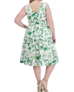 Plus-Size Floral-Print Belted Tiered Dress