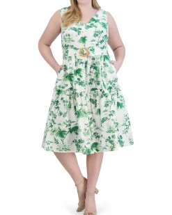Plus-Size Floral-Print Belted Tiered Dress