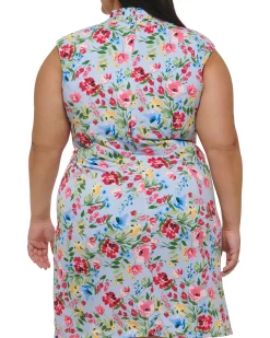 Plus-Size Floral-Print Faux-Wrap Dress