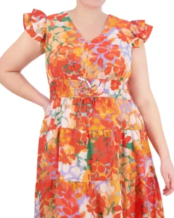 Plus-Size Floral-Print Tiered Dress