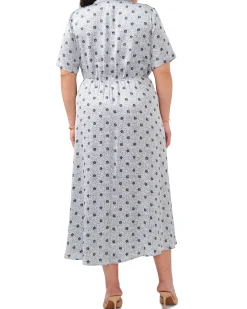 Plus-Size Leaf Print Wrap Dress