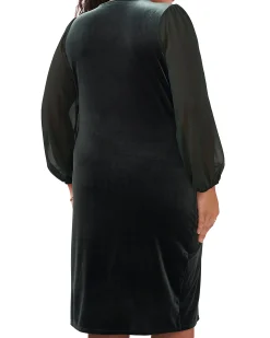 Plus-Size Long Sleeve Velvet Dress