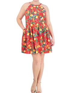Plus-Size Printed Cutout Halter Dress