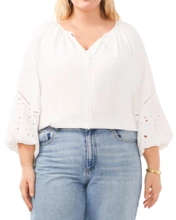 Plus-Size Ruched V-Neck Blouse