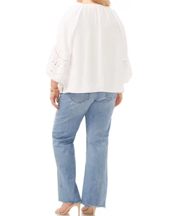 Plus-Size Ruched V-Neck Blouse