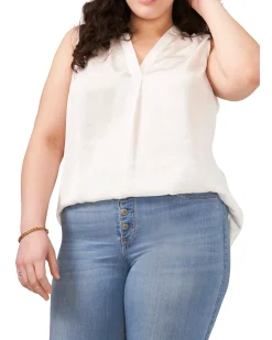 Plus-Size Sleeveless V-Neck Blouse