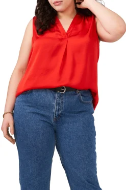 Plus-Size Sleeveless V-Neck Blouse